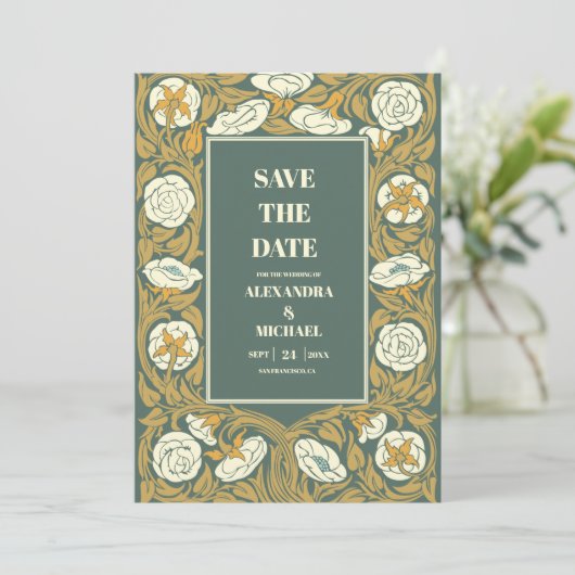 Art Nouveau Wedding Save The Date (Staand voorkant)