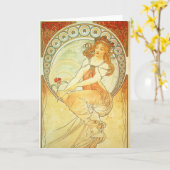 Art Nouveau Wenskaart Kaart (Gele Bloem)