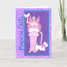 Art Nouveau Westie Dog Roze Paarse Vakantie Kaart