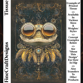 Art Nouveau Whimsical Gold Frog CM9 Decoupage Tissuepapier