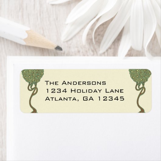 Art Nouveau Whimsical Tree Return-adreslabels Etiket (Insitu)