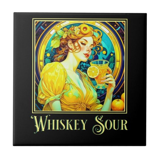 Art Nouveau Whiskey Sour Tegeltje (Voorkant)