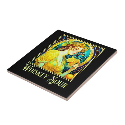 Art Nouveau Whiskey Sour Tegeltje (Zijkant)