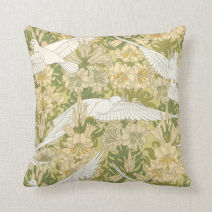 Art Nouveau White Doves met Lilies Pillow Kussen