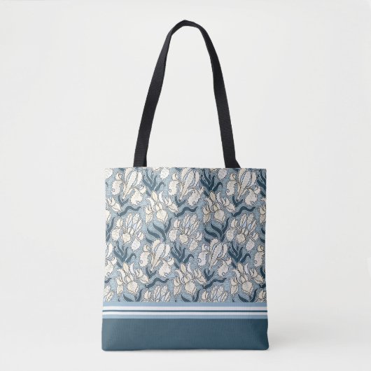 Art Nouveau White Iris Design Canvas tas (Voorkant)