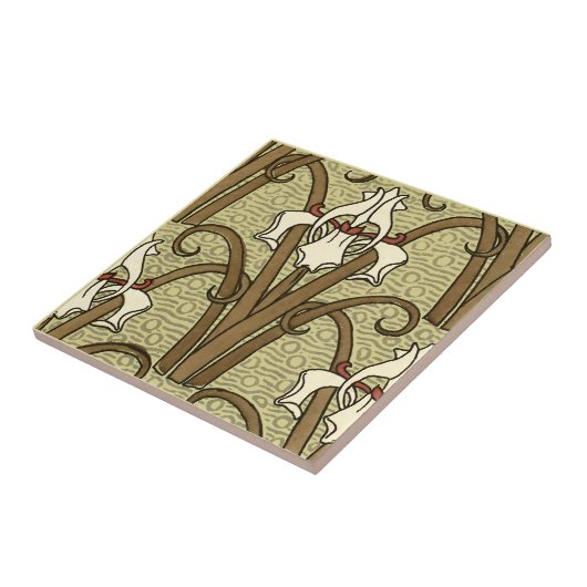 Art Nouveau White Iris Pattern van Verneuil Tegeltje (Zijkant)