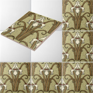  Art Nouveau White Iris Pattern van Verneuil Tegeltje