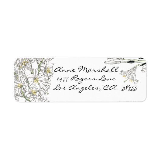 Art Nouveau White Lily Flowers Label (Voorkant)