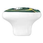 Art Nouveau White Lily Keramische Knop (Zijkant)