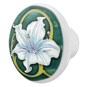Art Nouveau White Lily Keramische Knop (Rechts)
