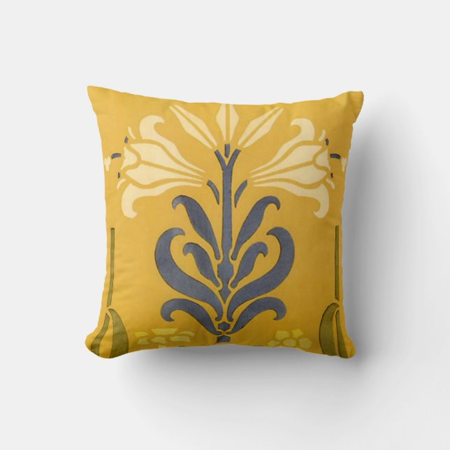 Art Nouveau White Lily Kussen (Voorkant)