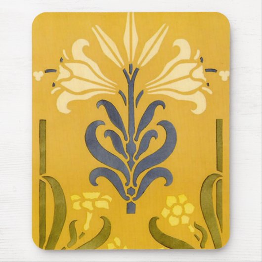 Art Nouveau White Lily - Mousepad Muismat (Voorkant)