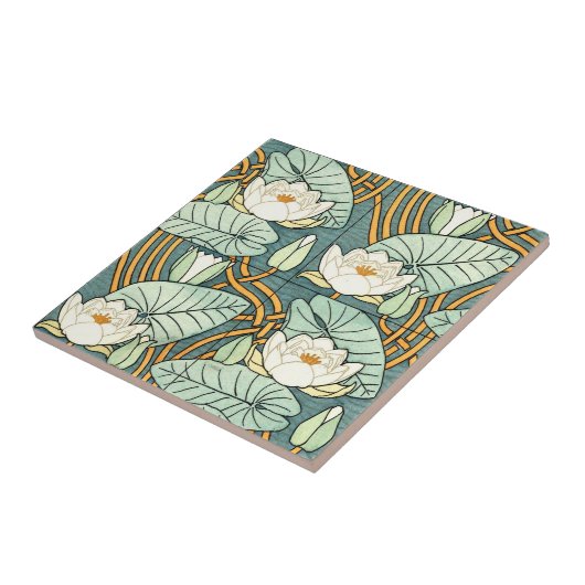 Art Nouveau White Lily Pattern van Verneuil Tegeltje (Zijkant)