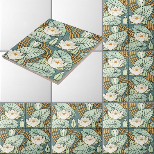 Art Nouveau White Lily Pattern van Verneuil Tegeltje