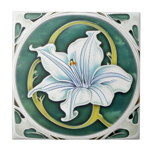 Art Nouveau White Lily Tegeltje