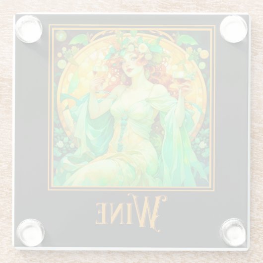 Art Nouveau Wijn Glazen Onderzetter (Achterkant)