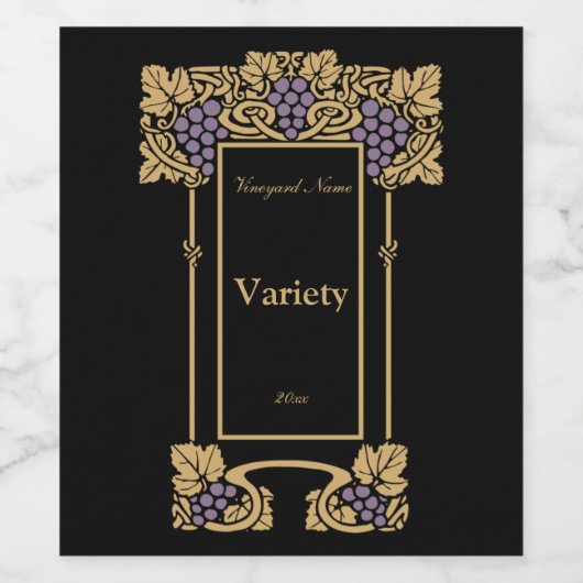  Art Nouveau Wijnlabel Wijn Etiket (Enkel label)