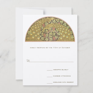 Art Nouveau Wijnstok Pauw Reactiekaart RSVP Kaartje