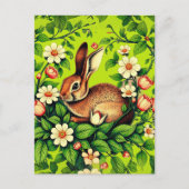 Art Nouveau Wild Rabbit and Flowers Briefkaart (Voorkant)