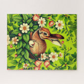 Art Nouveau Wild Rabbit and Flowers Legpuzzel (Horizontaal)