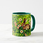 Art Nouveau Wild Rabbit and Flowers Mok (Voorkant rechts)