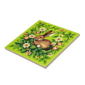 Art Nouveau Wild Rabbit and Flowers Tegeltje (Zijkant)