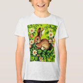 Art Nouveau Wild Rabbit and Flowers Tri-Blend Shirt (Voorkant)