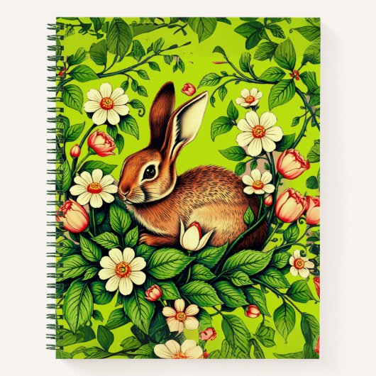 Art Nouveau Wild Rabbit & Flowers Journal Notitieboek (Voorkant)