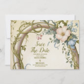 Art Nouveau Wilde Bloem Huwelijk Save The Date (Voorkant)
