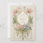 Art Nouveau Wildflower bruiloft Kaart (Voorkant)