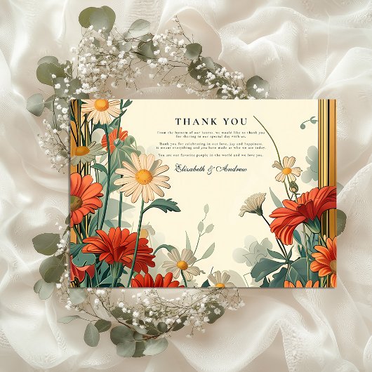 Art Nouveau Wildflower Lijst bruiloft Bedankkaart