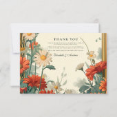 Art Nouveau Wildflower Lijst bruiloft Bedankkaart (Voorkant)