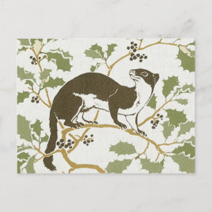 Art Nouveau Wildlife Illustration - Mink Briefkaart