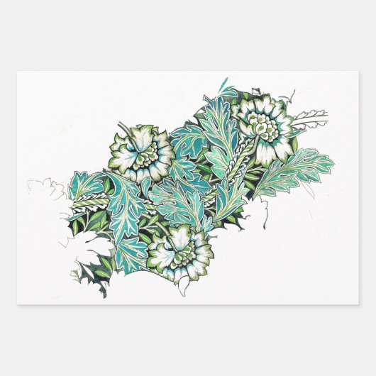 Art nouveau william morris anenoom bloemig inpakpapier vel (Voorkant 2)