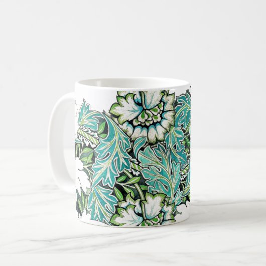 Art nouveau william morris anenoom bloemig koffiemok (Voorkant links)