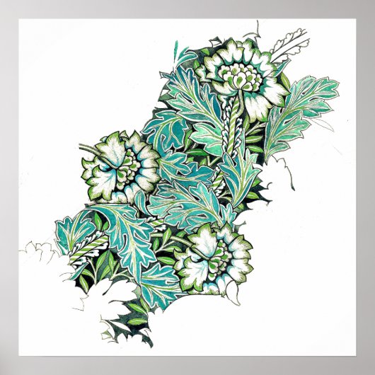 Art nouveau william morris anenoom bloemig poster (Voorkant)