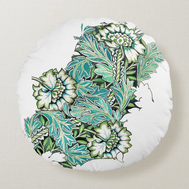 Art nouveau william morris anenoom bloemig rond kussen (Voorkant)