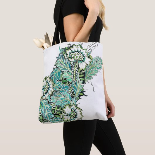 Art nouveau william morris anenoom bloemig tote bag (Dichtbij)