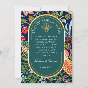 Art Nouveau William Morris Goudkleurige Aardbei Bedankkaart
