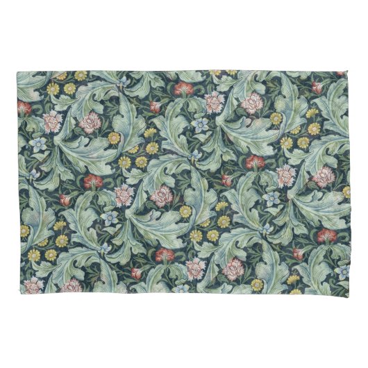 Art nouveau William Morris Leicester Flowers Folia Kussensloop (Voorkant-Links)