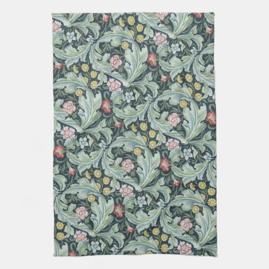 Art nouveau William Morris Leicester Flowers Folia Theedoek (Verticaal)