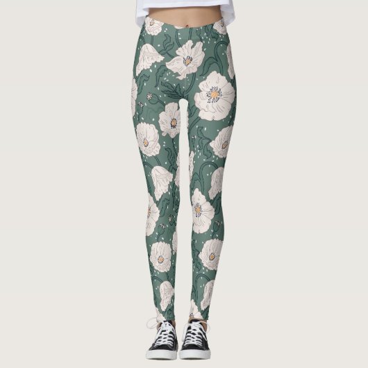 Art Nouveau William-Morris Patroon Leggings (Voorkant)