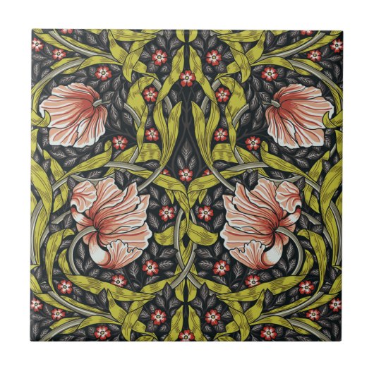 Art Nouveau, William Morris pimpernel bloemontwerp Tegeltje (Voorkant)