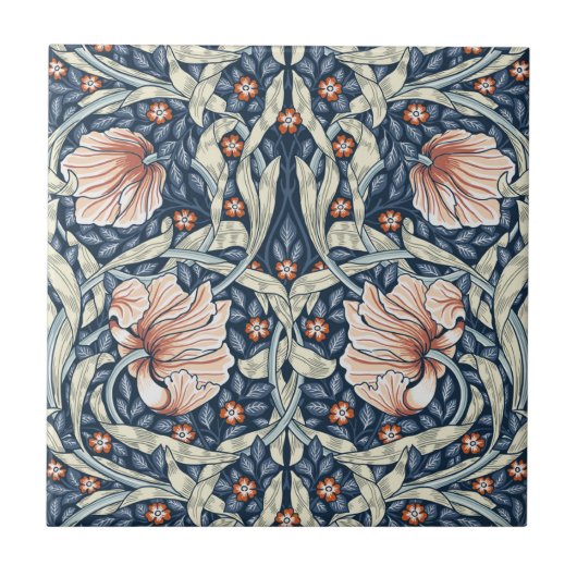 Art Nouveau, William Morris pimpernel bloemontwerp Tegeltje (Voorkant)
