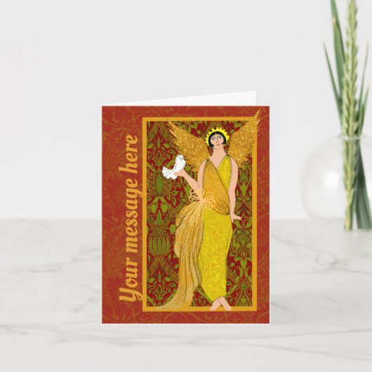 Art Nouveau William Morris Retro Kerst Kaart (Voorkant)