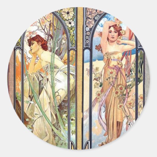 Art Nouveau Windows Ronde Sticker (Voorkant)