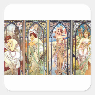 Art Nouveau Windows Vierkante Sticker