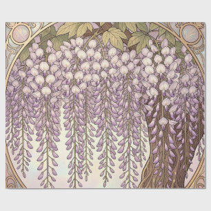 Art Nouveau Wisteria Bloem Gouden Lijst Cadeaupapier
