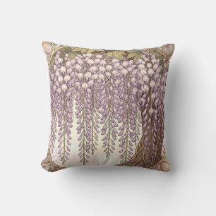 Art Nouveau Wisteria Bloem Gouden Lijst Kussen