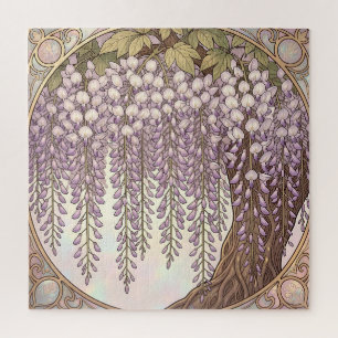 Art Nouveau Wisteria Bloemrijke Gouden Lijst Legpuzzel